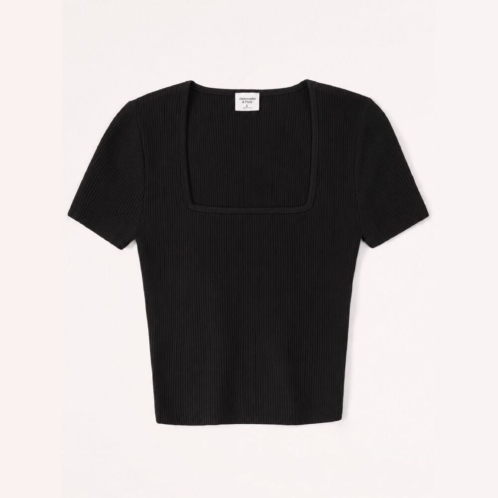Abercrombie & Fitch Ottoman Squareneck Sweater Tee Black Size M